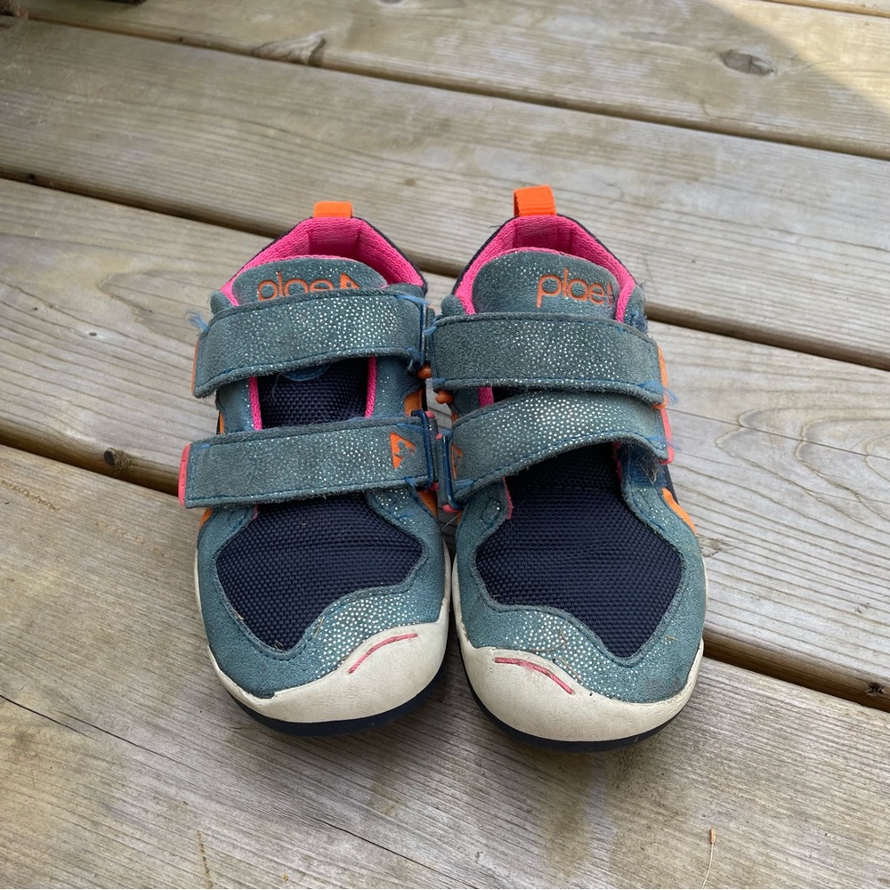 PLAE Blue and Orange Sneakers with Velcro Straps